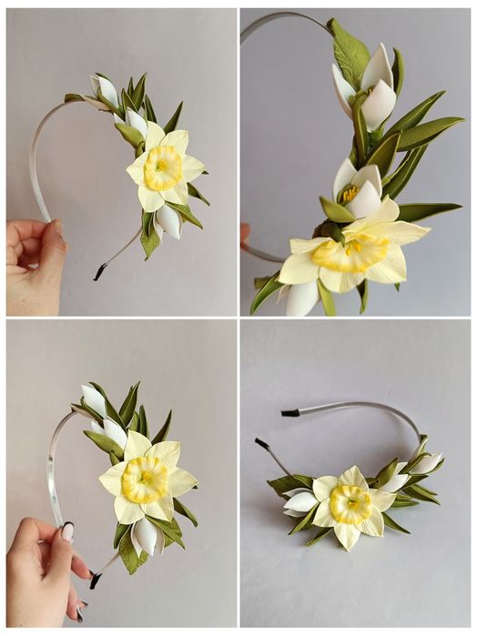 Обруч з квітами на свято весни.Підсніжник,бузок,яблуневий цвіт...