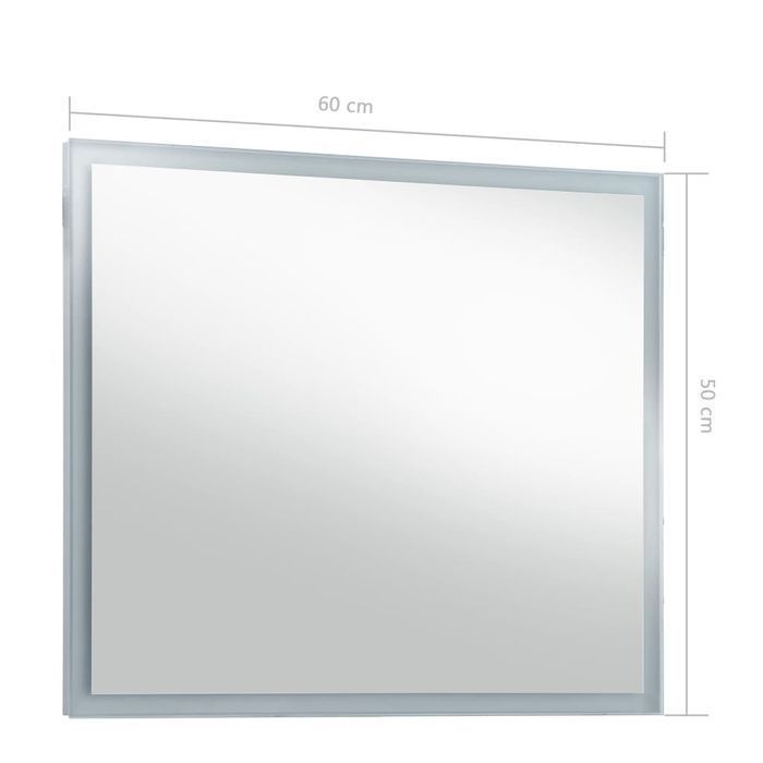 vidaXL Ścienne lustro łazienkowe z LED, 60 x 50 cm