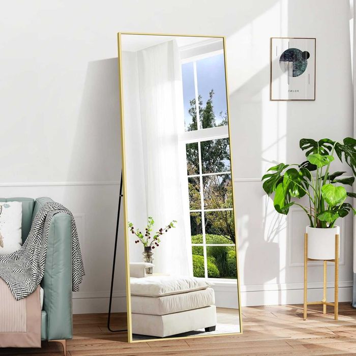 Nowe lustro / lusterko / stojące / kwadratowe / złote / 161x52 / R70!