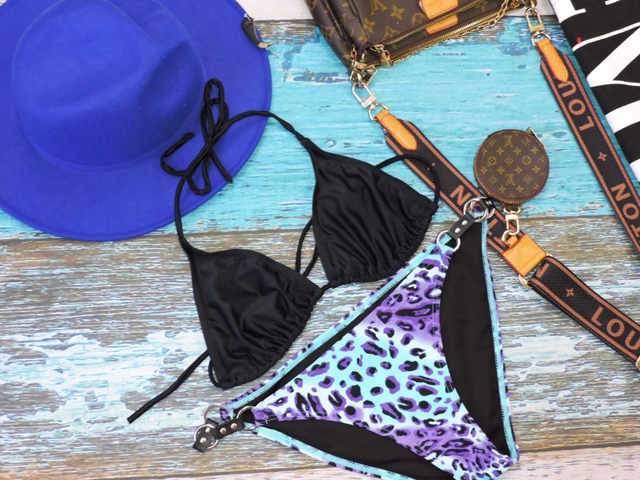 Bon prix Sexi bikini cętki skórkowe paski klamry M