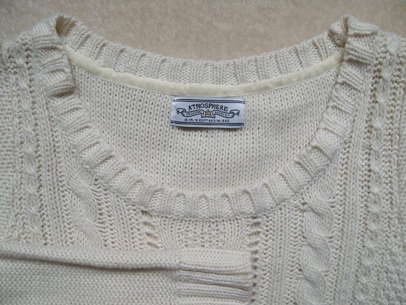 Kremowy sweter Atmosphere 44 XXL oversize 42 XL 40 38 sweterek ciepły