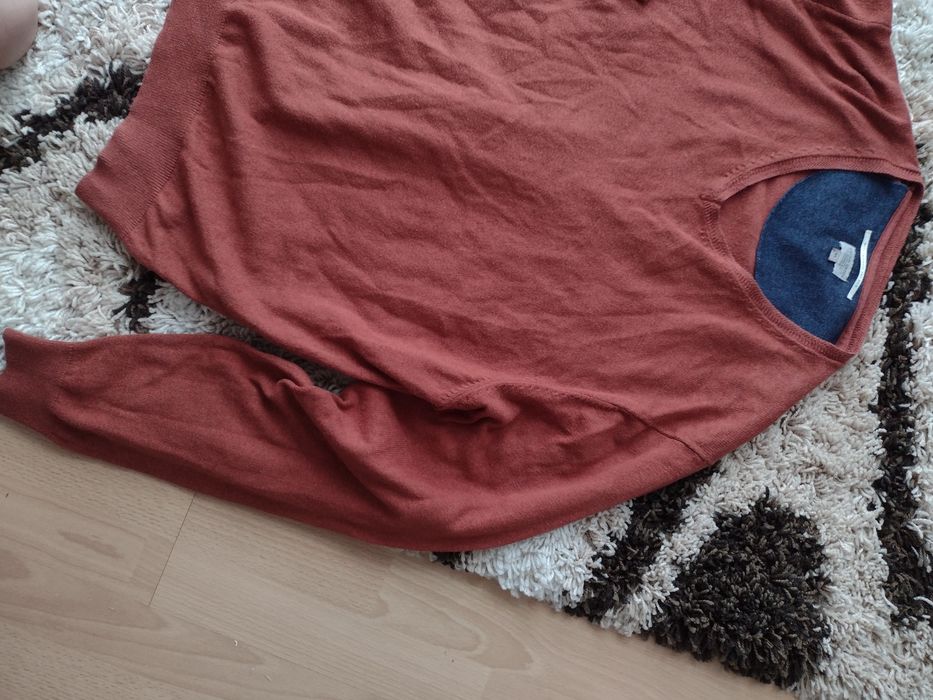 Męski sweter Racing Green pomarańczowy bawełna kaszmir jedwab