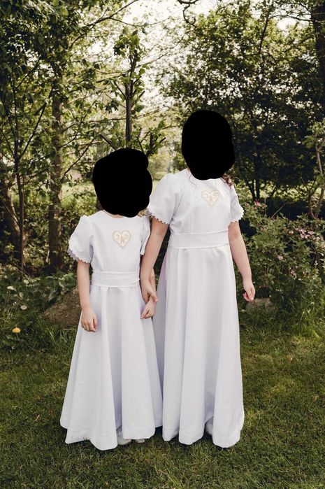 Szata komunijna dla dziewczynki – wzrost ok. 120 cm + dodatki