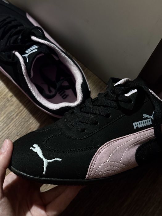 Кросівки Puma Speedcat чорні з рожевою вставкою Стильні кеди pink black