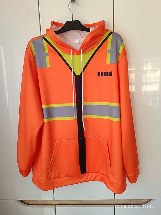 Nowa bluza męska 2XL pomarańczowa BUDDA neon odblaski
