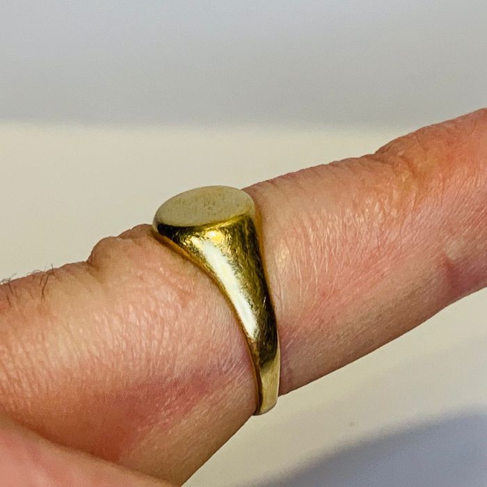 Złoty SYGNET damski 14K SUBTELNY gładki TOP r.15