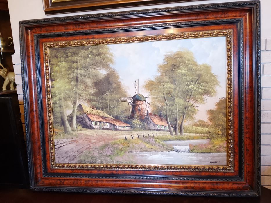 Piękny duży obraz na płótnie w super  ramie z czeczotem