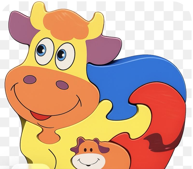Puzzle drewniane 5 elem. Krówka