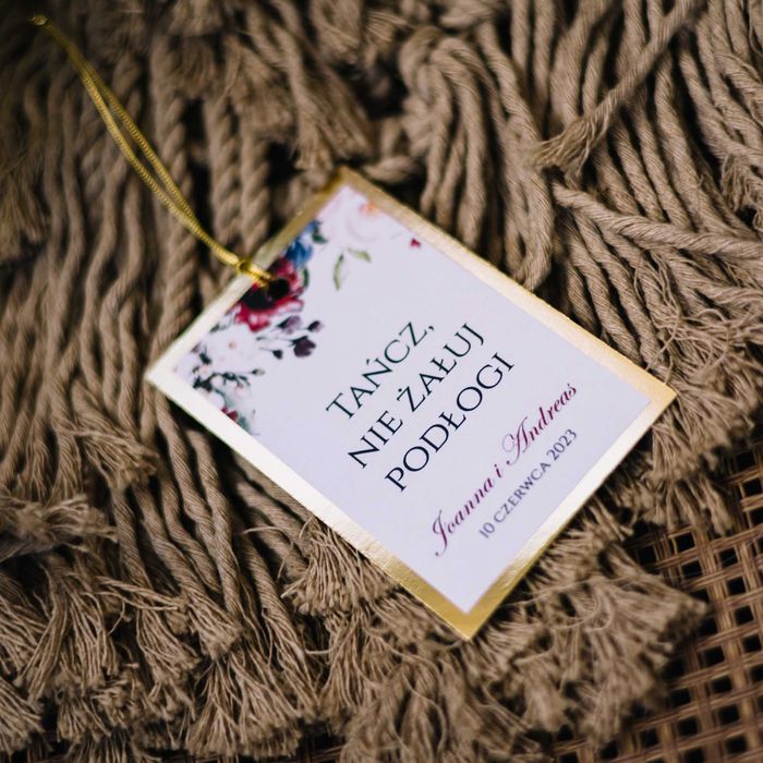 zawieszki na alkohol weselny - bordo, granat i złoto