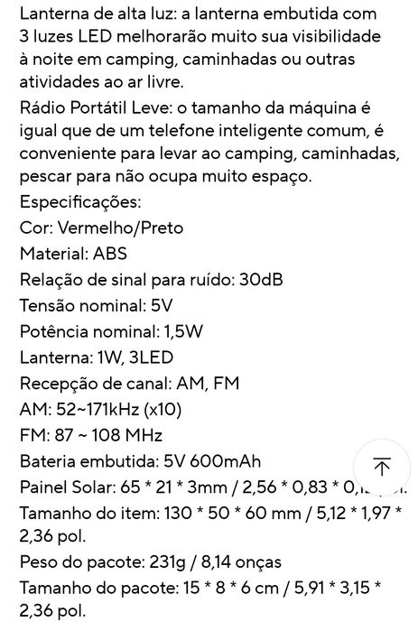 Rádio multifuncional sobrevivência