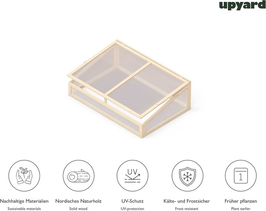 теплиця Дерев'яна з кришкою рама Upyard для грядки 120 x 80 см