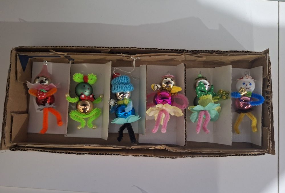 Bombka stara kształtka na choinkę pajacyk zestaw