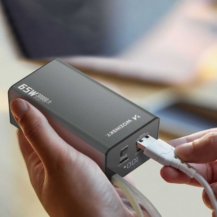 Powerbank 30000 mAh do laptopa Wozinsky 65W 3 wyjścia Power Delivery