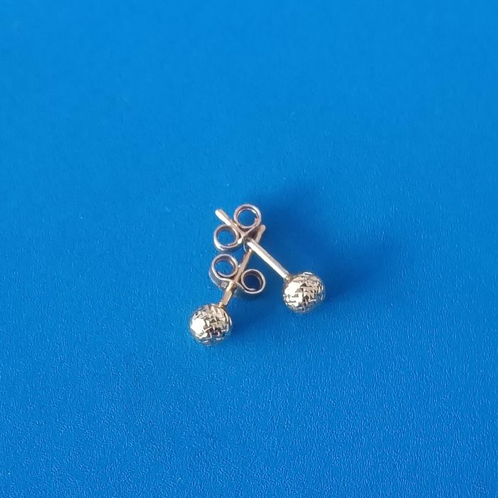 Kolczyki złote wkrętki kulki diamentowane próby 585