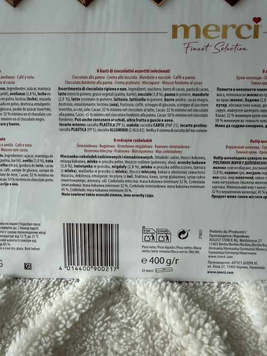 Bombonierka praliny Merci Finest Selection kolekcja czekoladek - wersja XXL 400g