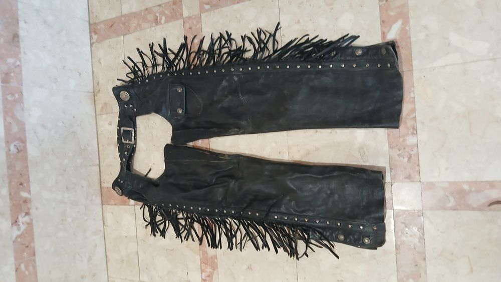 Harley-Davidson calças vintage de cabedal (Chaps)