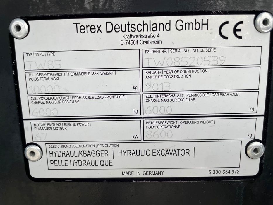 Terex TW85 колісний Екскаватор
