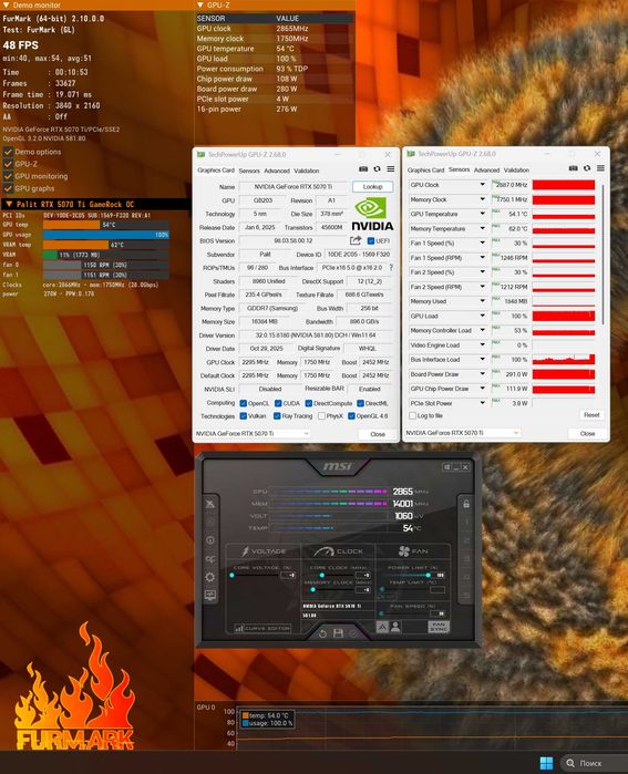 Видеокарта Palit GeForce RTX 5070 Ti GameRock 16GB 1 шт. USED!