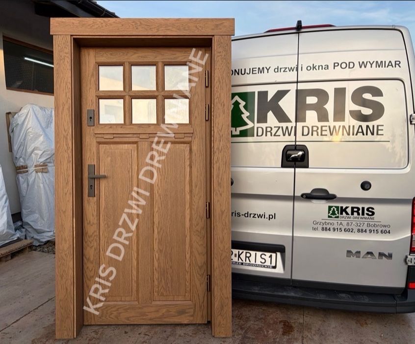 Drzwi zewnętrzne drewniane cała  Polska Amerykańskie Na wymiar