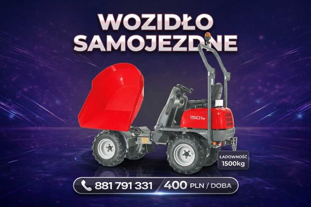 Wozidło samojezdne samozaładowcze 1500kg diesel wynajem wykop sam