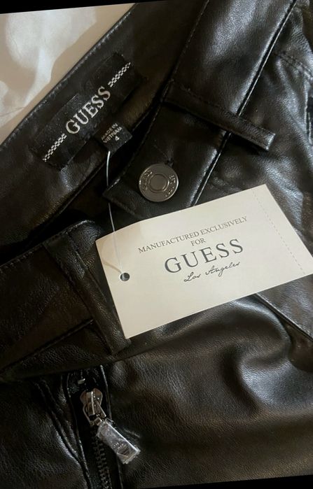 Spodnie guess xs legginsy eko skóra skorzane woskowane