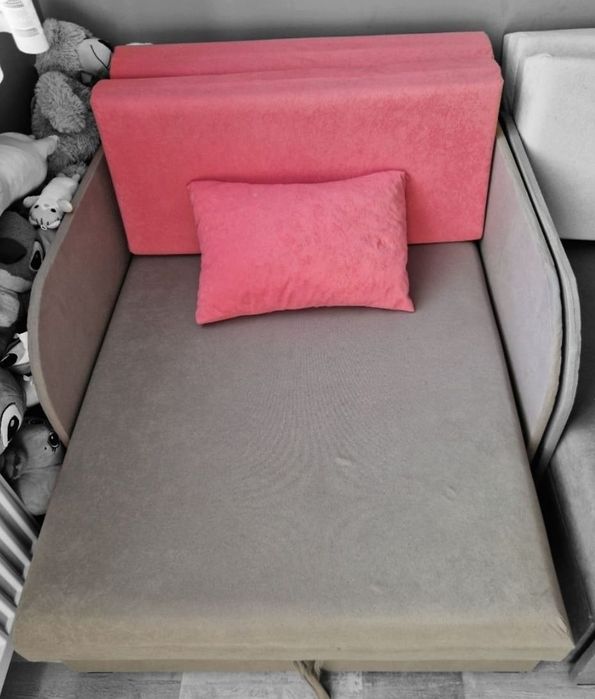 Łóżko amerykana / Fotel rozkładany / Szaro-rózowy