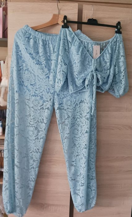 Komplet koronką blue nowy