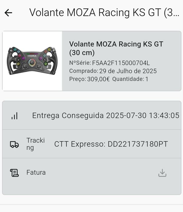 Moza KS - volante como novo