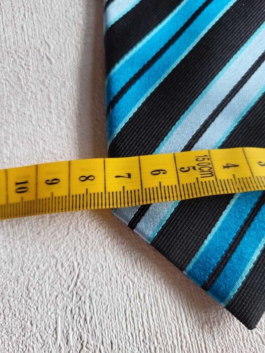 Jedwabny elegancki krawat niebieskie paski wesele ślub komunia chrzest