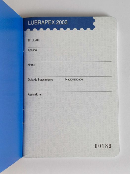 Filatelia - Passaporte filatélico Lubrapex 2003