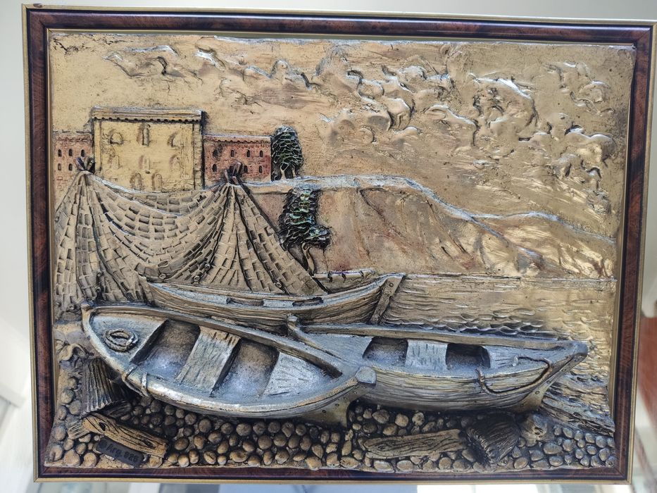 Quadro antigo espelho e prata de lei