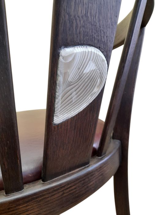 Fotel kapitański / secesja , nowy , dąb , skóra , kamień i srebro , N° 032