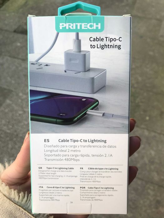 Cabo USB-C (Type-C) para lightning iPhone - 2 metros -424637761103472641