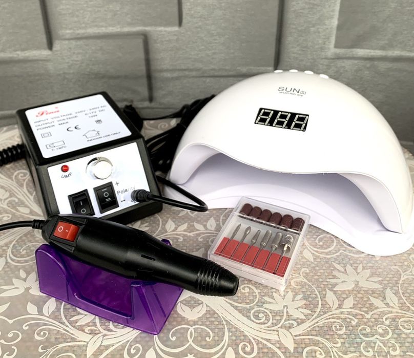 Набір для манікюру,  Стартовый набор для маникюра сан лампа и фрезер