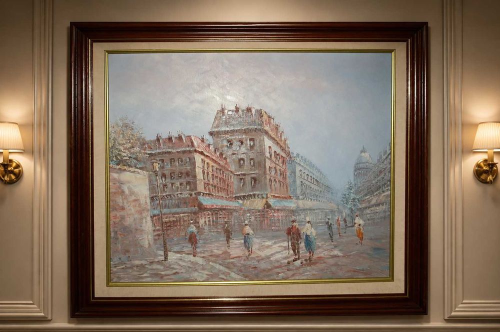 Antigo quadro a óleo " L'Avenue de L'Ópera" - réplica Camile Pissarro