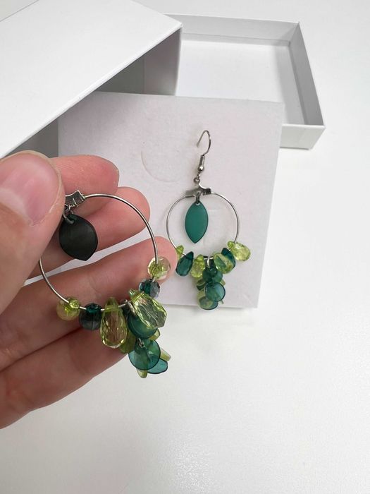 Kolczyki zielone z koralikami