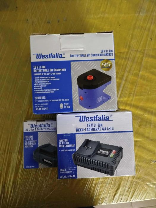 Ostrzałka do wierteł Westfalia bateria 18 V + Szybka ładowarka