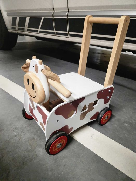 I'm Toy Carriage Cow brown chodzik zabawka eko drewniany