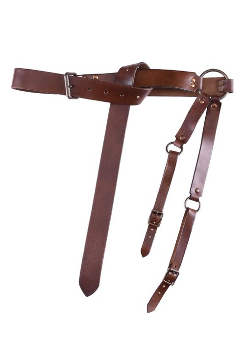 Pas, uchwyt do miecza, skórzany, brązowy