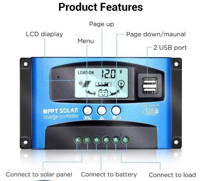 Controlador Carga MPPT 100A Solar C/ USB