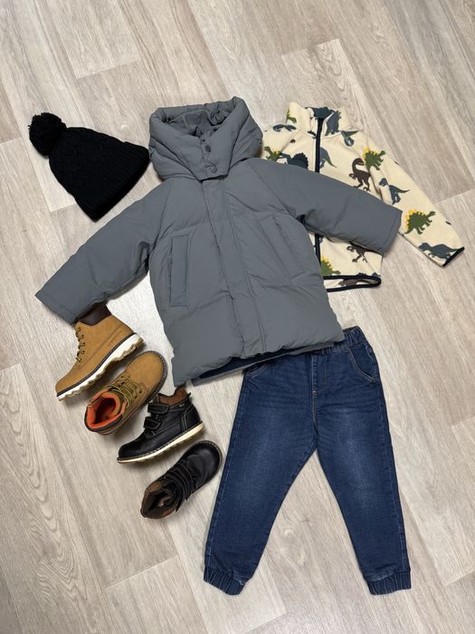 Зимня куртка Zara 98, флісова кофта H&M 98-104,  джинси sinsay 104