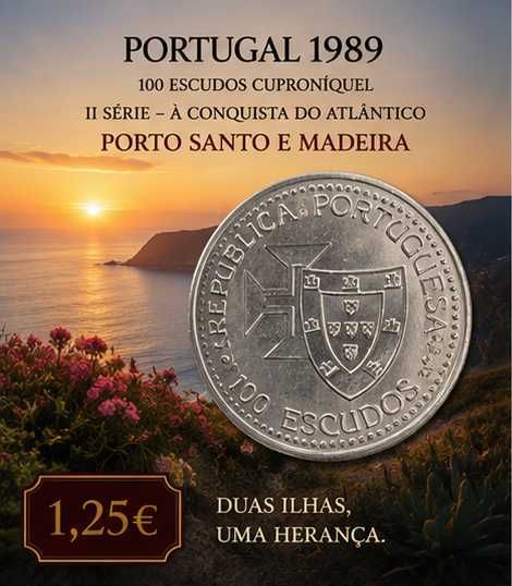 Portugal 1989 - 100 Escudos Cuproniquel - II Série dos Descobrimentos – À Conquista do Atlântico - Porto Santo e Madeira