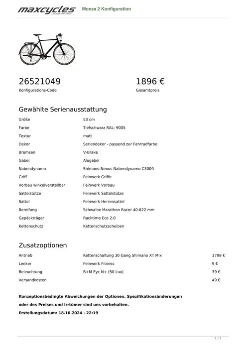 Rower MaxCycles Monza