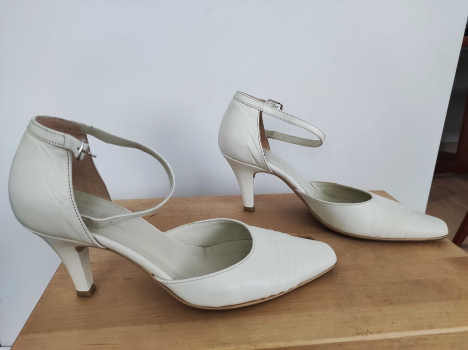Ryłko buty ślubne kremowe ecru r. 36.5 (37) zapasowe fleki