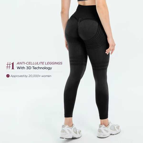 nowe czarne leginsy antycelulitowe push-up firmy Leoni & Co. do ćwiczeń rozmiar z metki M