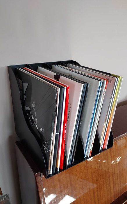 Support à Vinyles Blanc - Porte-Disques Pour 40 Vinyles 30,5 Cm, Design Rétro, Polystyrène