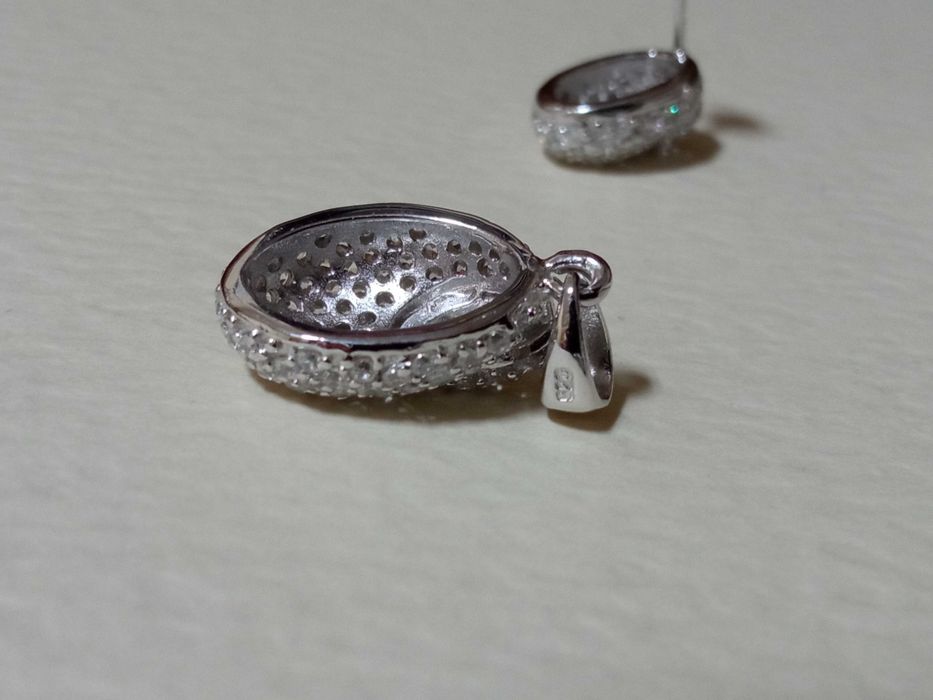 Elegancki komplet biżuterii Kolczyki zawieszka z cyrkoniami S925 8 g