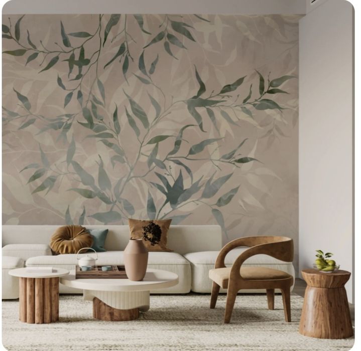 Fototapeta 240x400 liście na beżowym tle