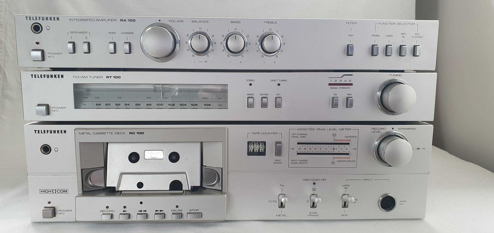 Wieża Telefunken Wzmacniacz RA100, Tuner RT100, Magnetofon RC100