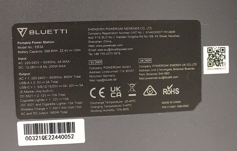 Зарядная станция Bluetti EB3A 268Wh/600W Евро